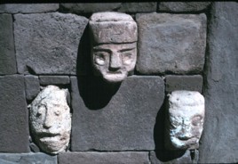 Faces on the Kalasasaya  Sunken Courtyard wall.