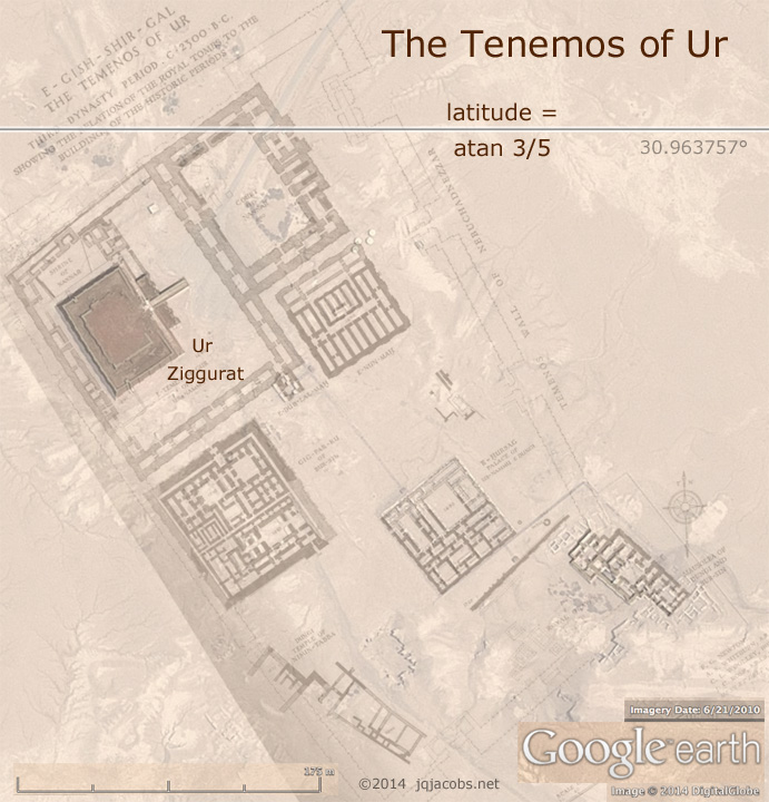 Ur Ziggurat latitude = (3/5) atan