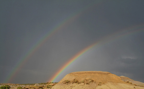 double rainbow in new mexico near chaco canyon