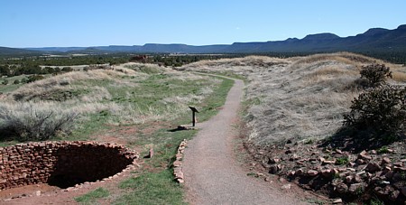 Pecos North Pueblo, the major prehistoric feature, enclosed several kivas.