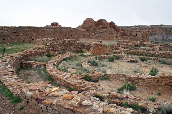 The large tri-walled kiva to the west of the great house, viewing southeast.