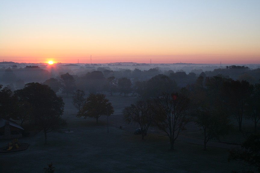 Sunrise from Miamisburg Mound, Ohio.