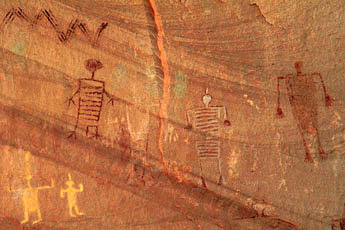 Pictographs.  Painted cave anthropomorphs.