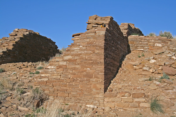 Pueblo Alto walls on the western side of the great house.